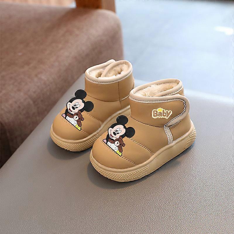 Mickey mouse cotton shoes Disney kids pu new winter first walkers plus fleece cotton boots girls toddler shoes boys casual shoes