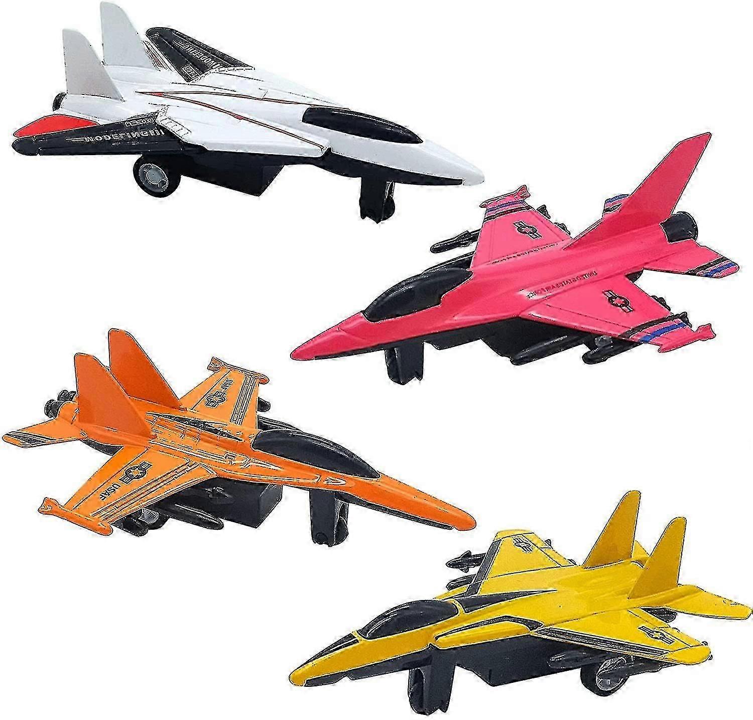4 Pack Diecast Pull Back Airplanes for Kids - Assorted Styles and Colors