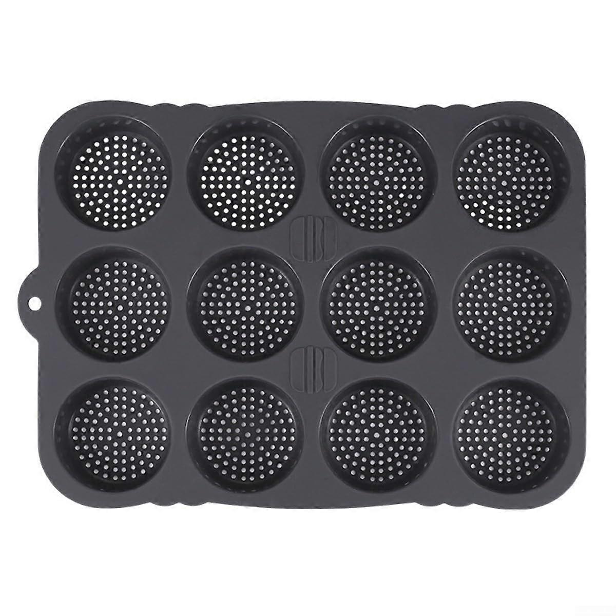12 Cavity Silicone Hamburger Bun Pan, Nonstick Baking Tray, Easy Release, Dishwasher Safe