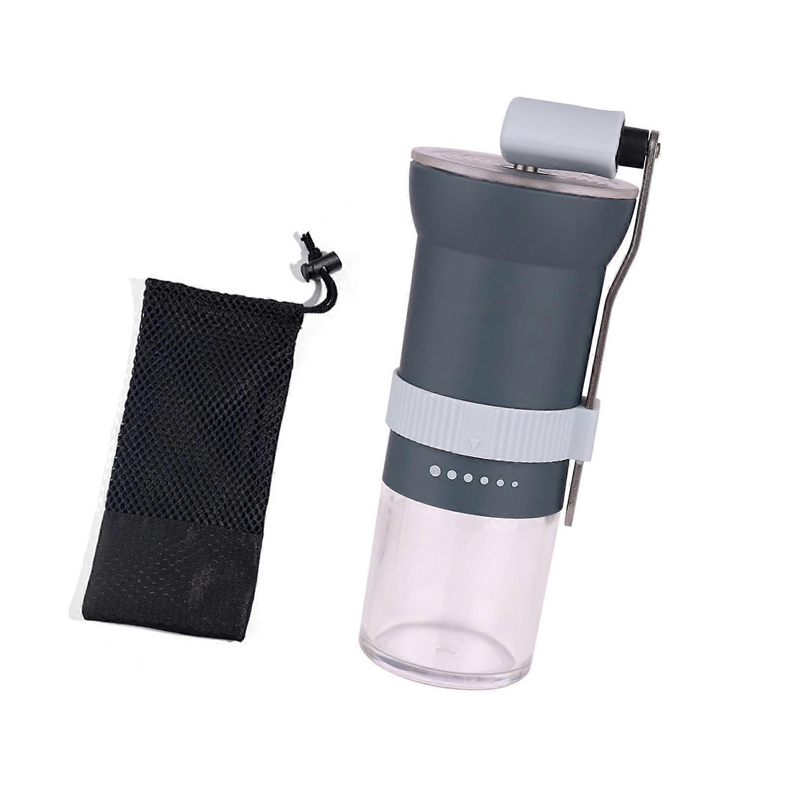 Manual Coffee Grinder with Adjustable Grind Settings Ceramic Burr Cutter TravelFriendly Gray