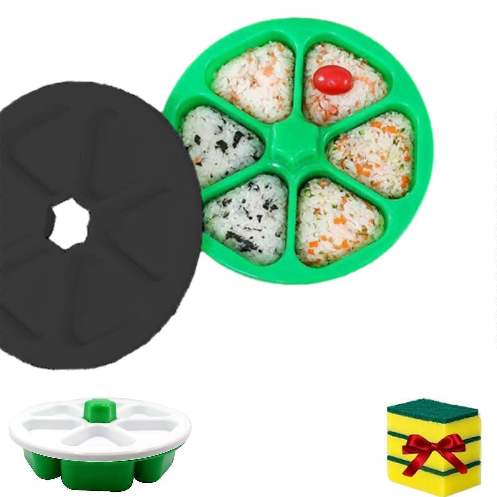 Onigiri Maker 6 Cavities Nonstick Triangular Sushi Rice Ball Mold with Foldable Lid for Bento