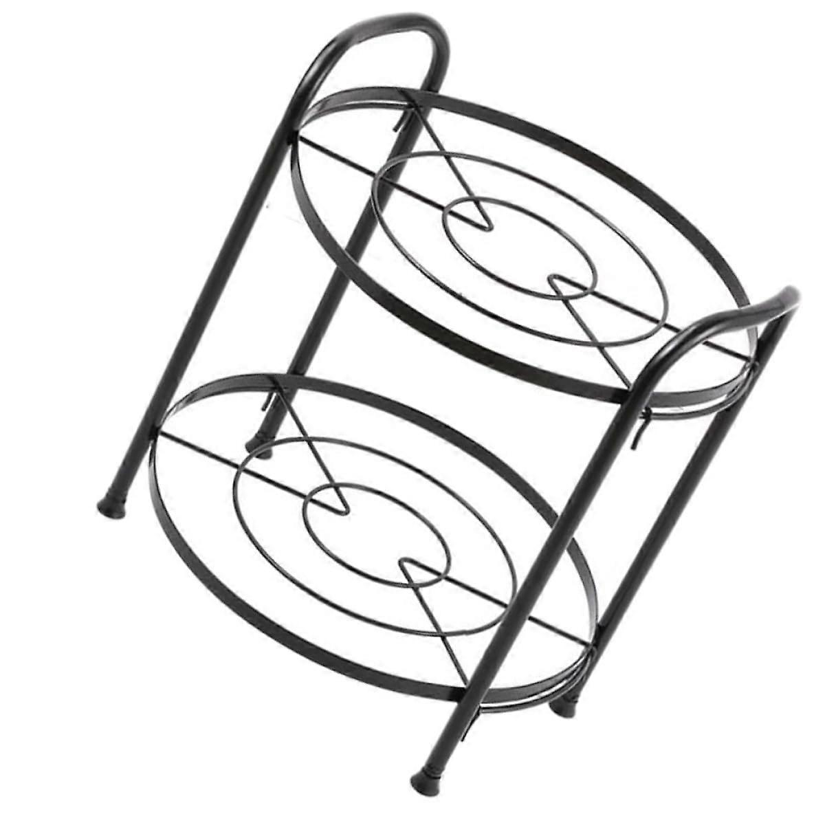 Kitchen Storage Rack TwoTier Adjustable Pot and Pan Organizer Black Metal Cookware Shelf