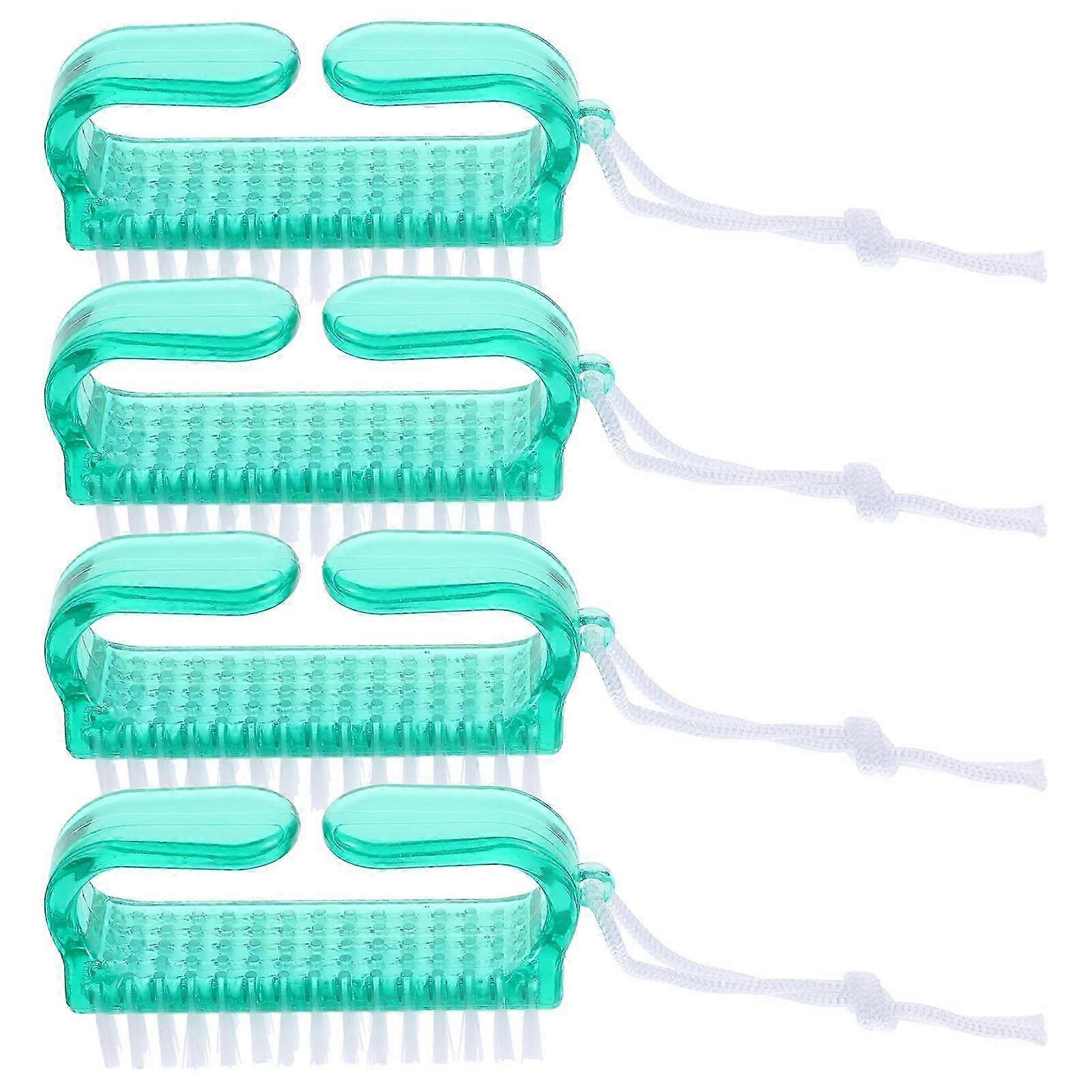 Nail Scrub Brush Plastic 4Pcs Green for Efficient Cleaning Use and Versatile Use