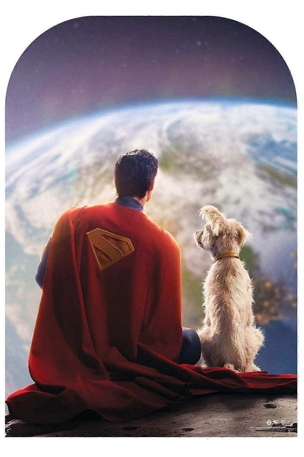 Superman and Krypto Cardboard Backdrop Superman 2025 Party Standee