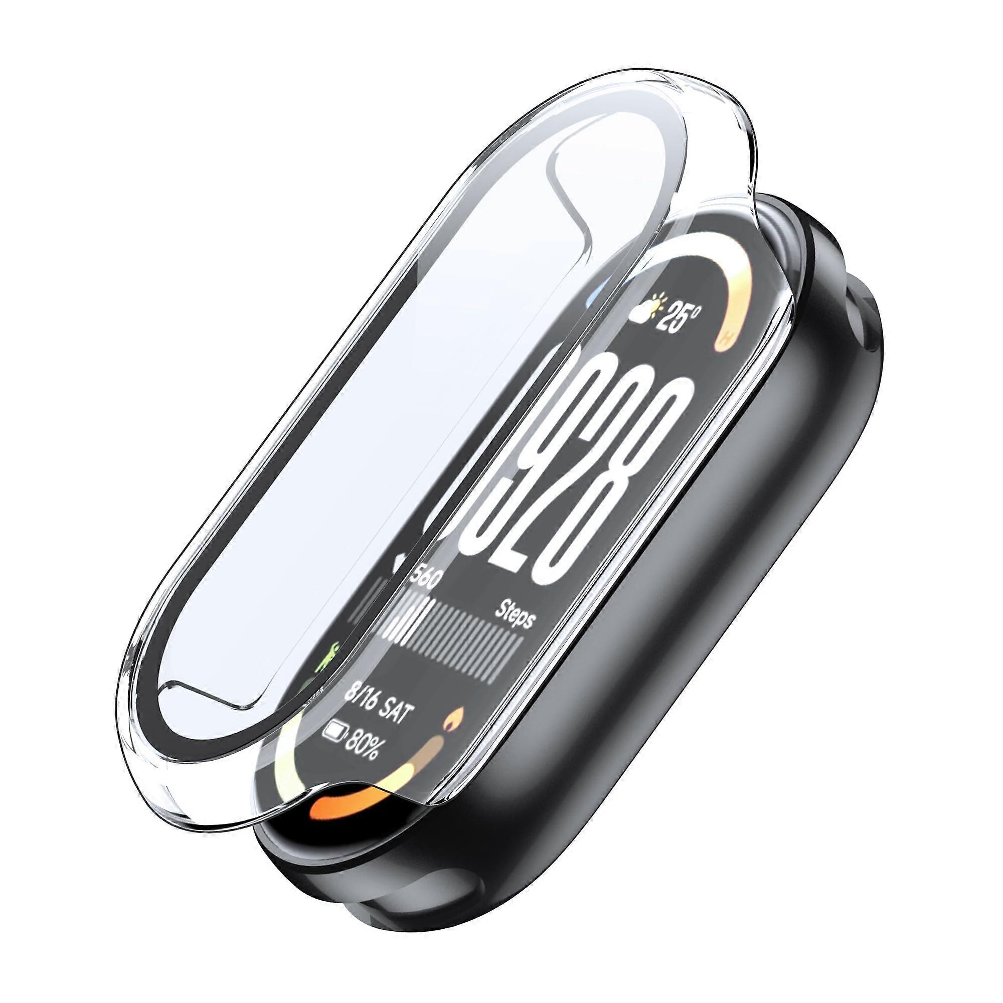 Case with Tempered Glass Screen Protector for Xiaomi Smart Band 10, Full Coverage Transparent Design