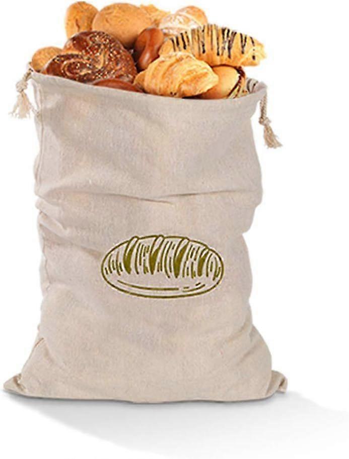 Reusable Linen Bread Bags with Drawstring, Washable Food Storage Container