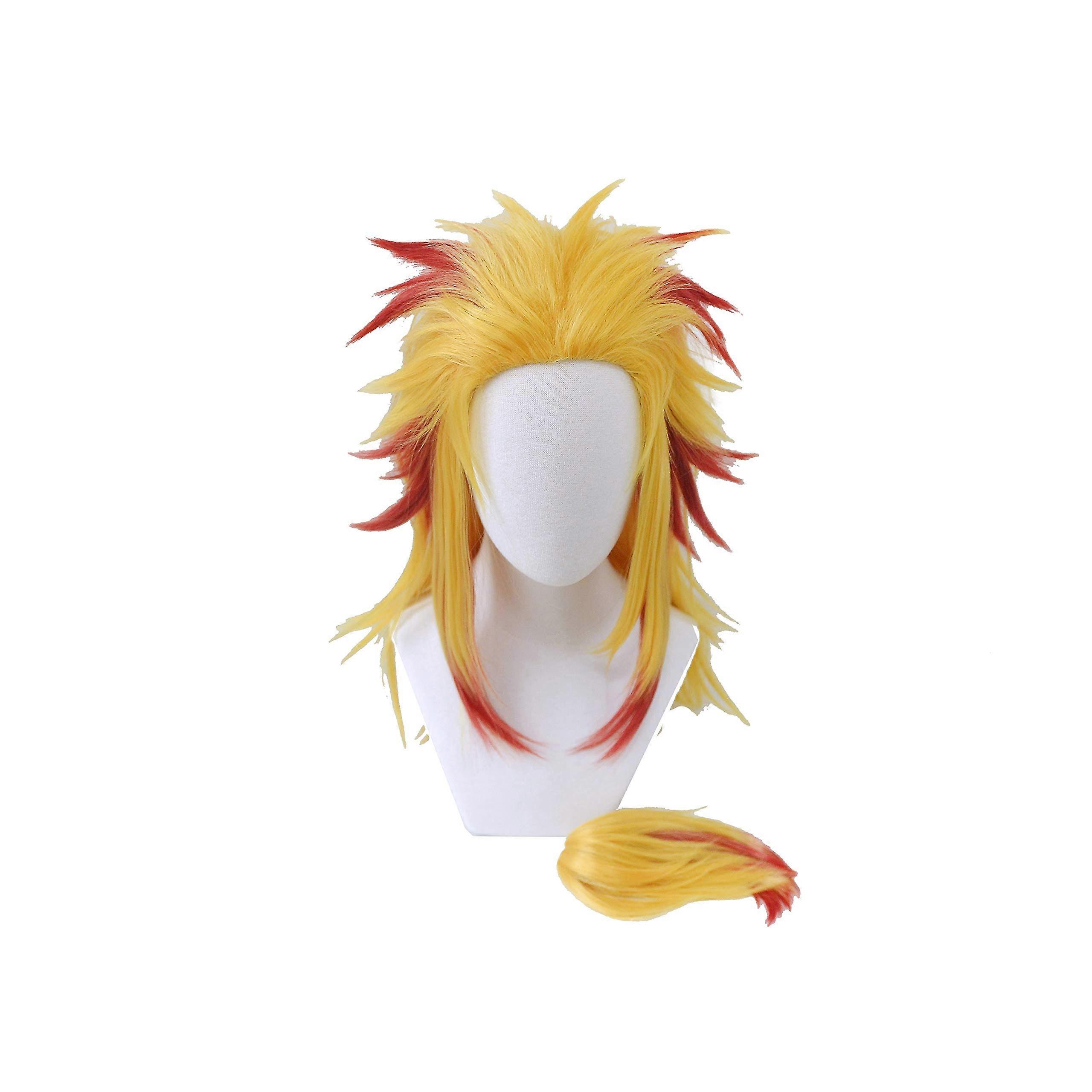 Anime Cosplay Wig Long Yellow Red Gradient Heat Resistant Adjustable Cap