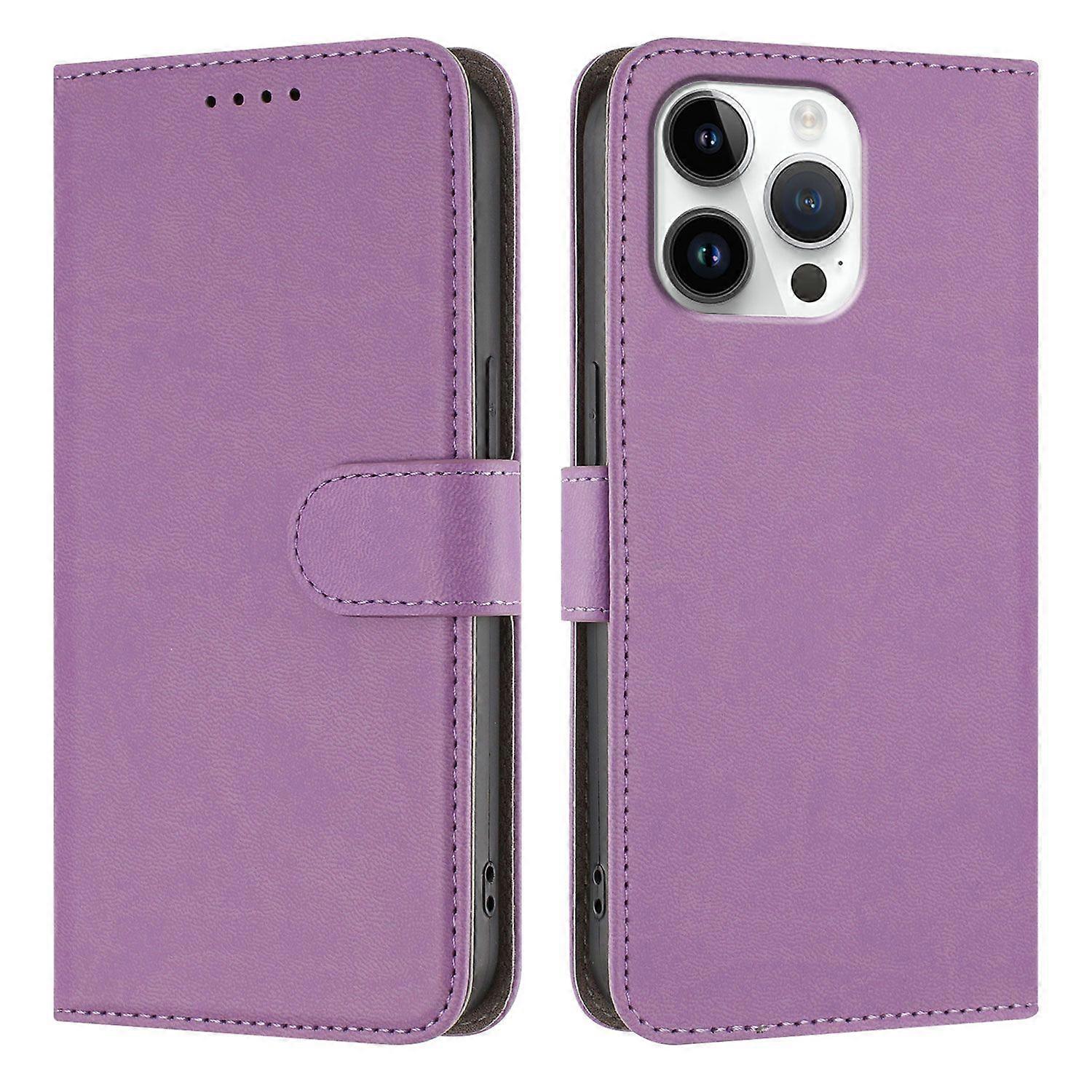For iPhone 16 Pro Leather Case Solid Color Phone Cover with Wallet
