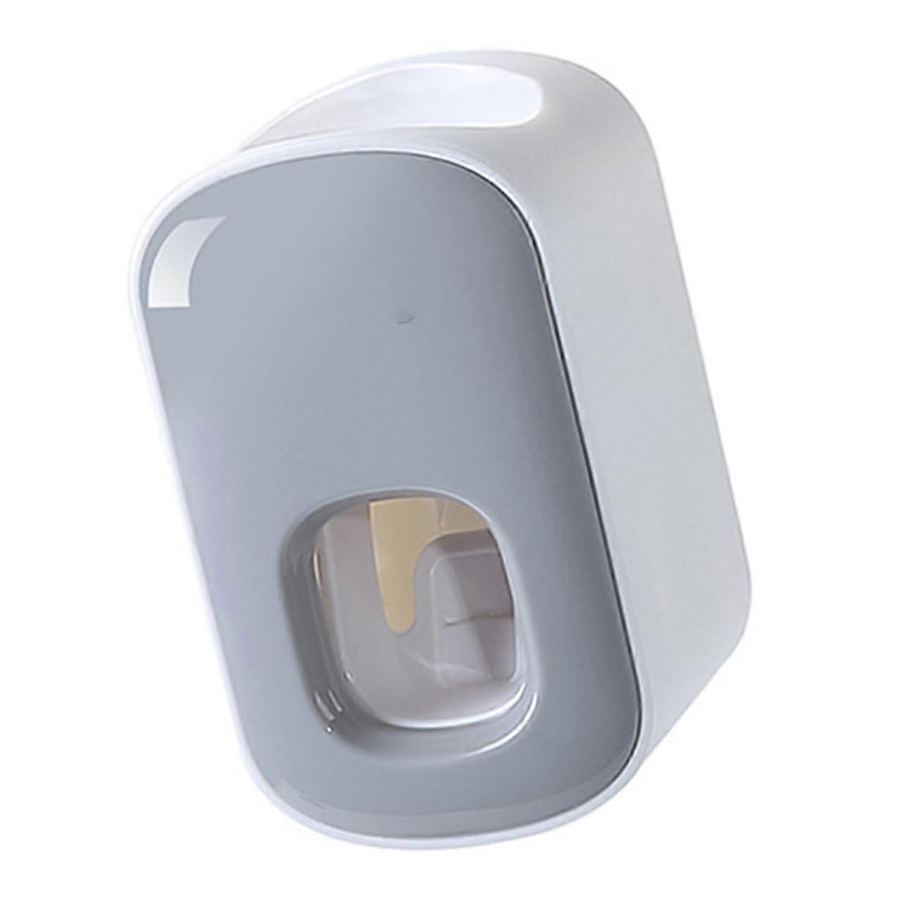 Automatic Toothpaste Dispenser with Squeezer, Wall Mounted Hands  Bathroom Organizer, Gray