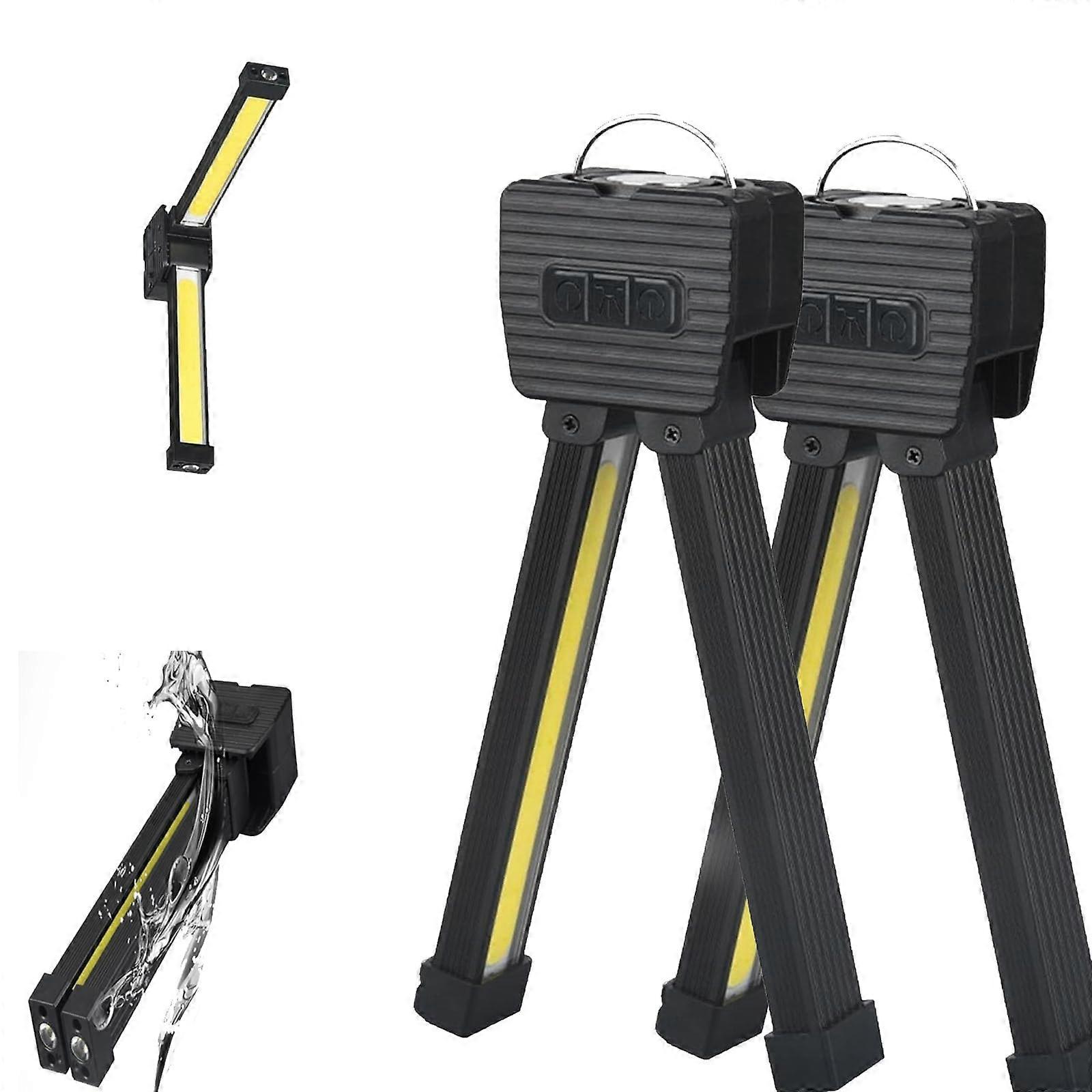 LED Work Light with Magnetic Mount, USB Rechargeable Foldable 180° Flashlight, 2 Pack Camping Lamp