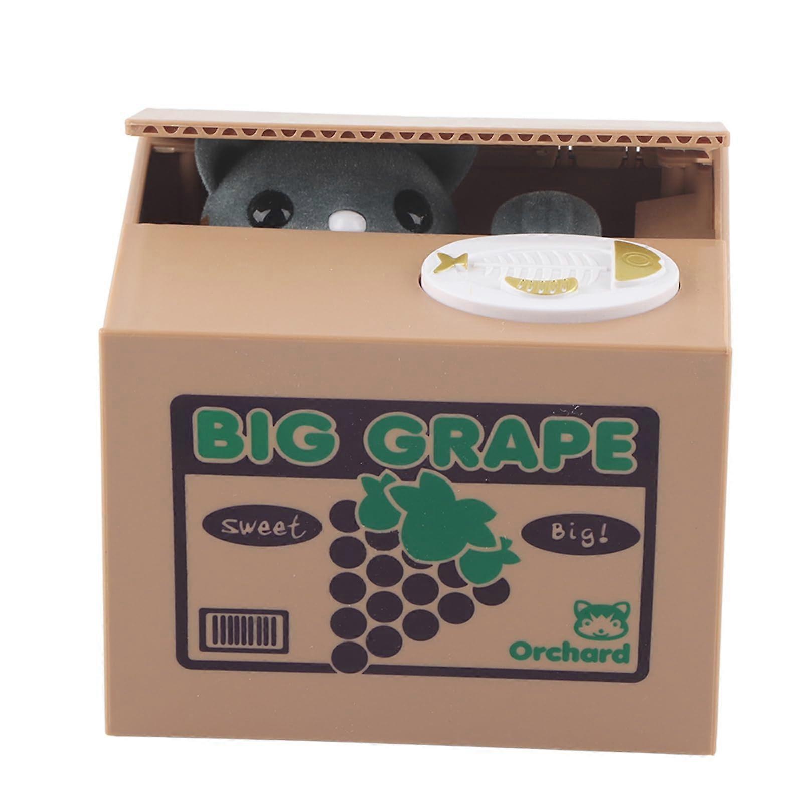 Automatic Stealing Coin Cat Piggy Bank with Cute Grape Cat Design, Durable Interactive Saving Box