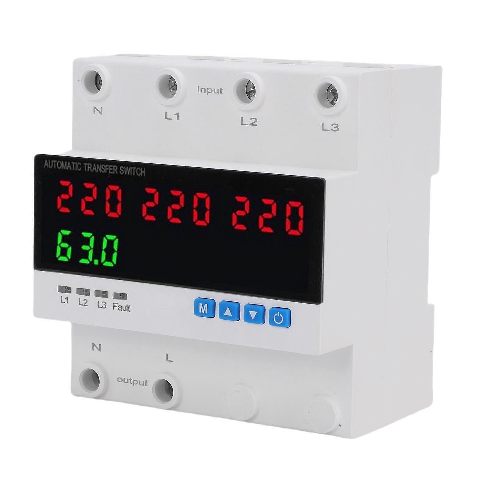 63A Automatic Transfer Switch for 3 Phase Generator with Overcurrent and Overvoltage Protection