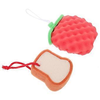 Baby Bath Sponge Back Scrubber for Gentle Body Cleaning 2Pcs Colored Sponges