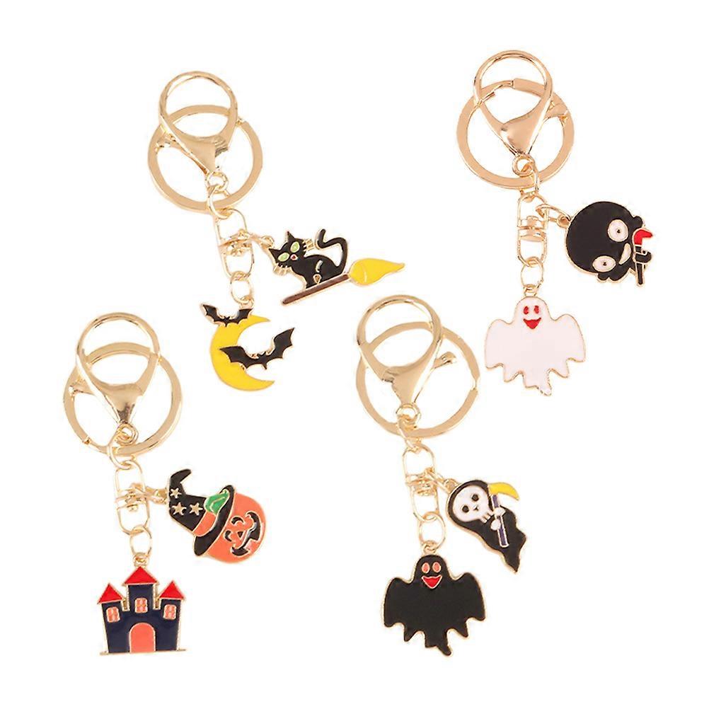 Halloween Cartoon Ghost Keychains Alloy Keychains for Decor 4Pcs