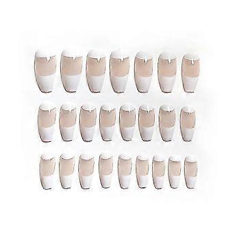 Glossy Pink Long Full Cover Press on Nails, Acrylic Ballerina False Nails for Women, 12 Sizes with Mini File and Stickers