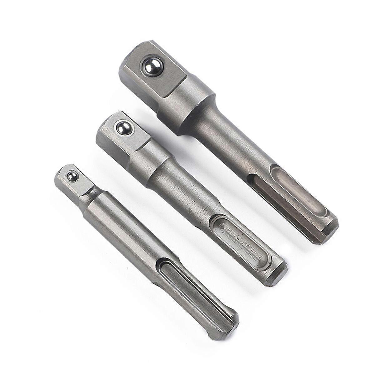 Power Drill Bit Adapter Set for Connecting Use 3Pcs Silver Socket Extensions