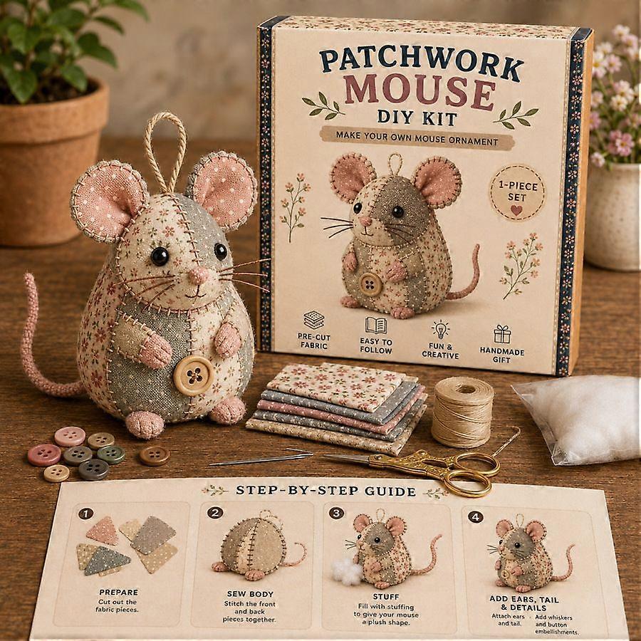 DIY Patchwork Animal Sewing Kit, Handmade Stuffed Animal Craft Set