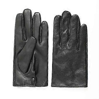 1 Pair Hollow Breathable Solid Color Non-slip Men Gloves Spring Autumn Windproof Touch Screen Faux