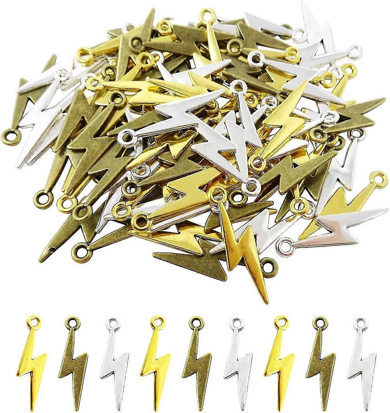90pcs Alliage Lightning Bolt Charms Pendentif Mini Flash Thunder Dangle Charms