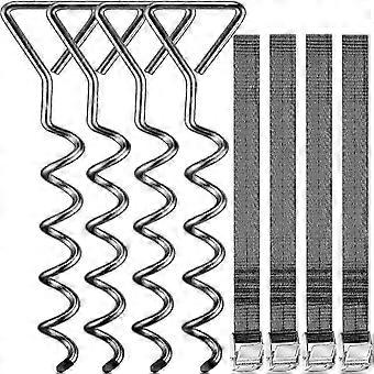 XYYC-Set of 4 Screw in Ground Anchors | 30.5cm | Swing Trampoline Garden House Play Tower Steel Ground Screws | 250cm Adjustable Safety Belts