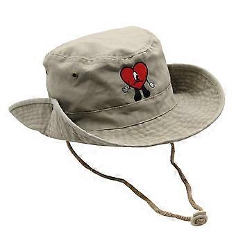 Bucket Hat un Verano Sin Ti Bad Bunny Liebe Herz Seil Falten Sonnenschutz Atmungsaktive Männer Frauen Sommer Fischermütze für Outdoor