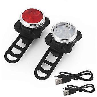 Cycling Safety Lights Waterproof Bicycle Front Rear 3 Led Bright Lights 4 Modes Usb Rechargeable Tail Clip Lamps