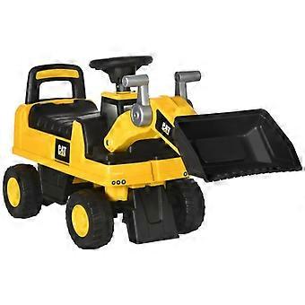 CAT Licensed Kids Construction Ride-On Toddler Digger Excavator Foot-To-Floor Ride-On Toy w/ Manual Shovel, Horn, Hidden Storage, for Ages 1.5-3 Years