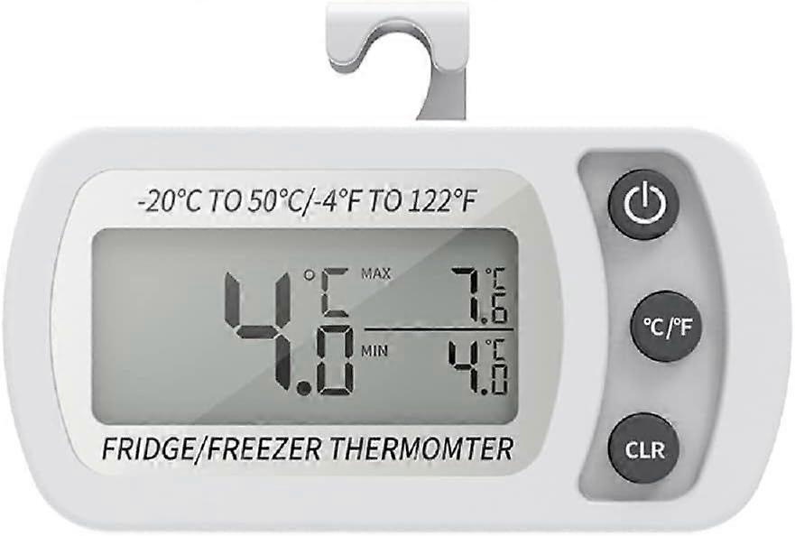 Waterproof Freezer Thermometer With Hook, Clear And Easy-To-Read LCD Display, Maximum/Minimum Temperature Recording Function