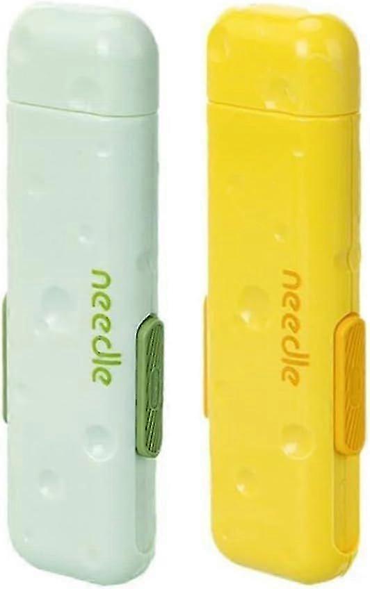 2pcs 3 in 1 Needle Threader, Portable Sewing Tool with Mint & Lemon Colours for Sewing & Craft Projects