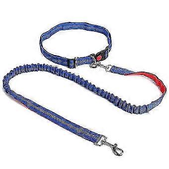 Hands Free Dog Leash, Retractable Dog Running Leash, Elastic Bungee Dog Running Belt,Jogging Lead with Waist Belt Blue