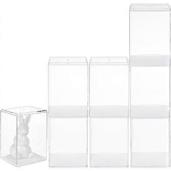 8 Pcs Figures Display Case 3x2.6x4.3Inch Stackable Plastic Box Model Display Case with White Base Rectangle Clear Storag