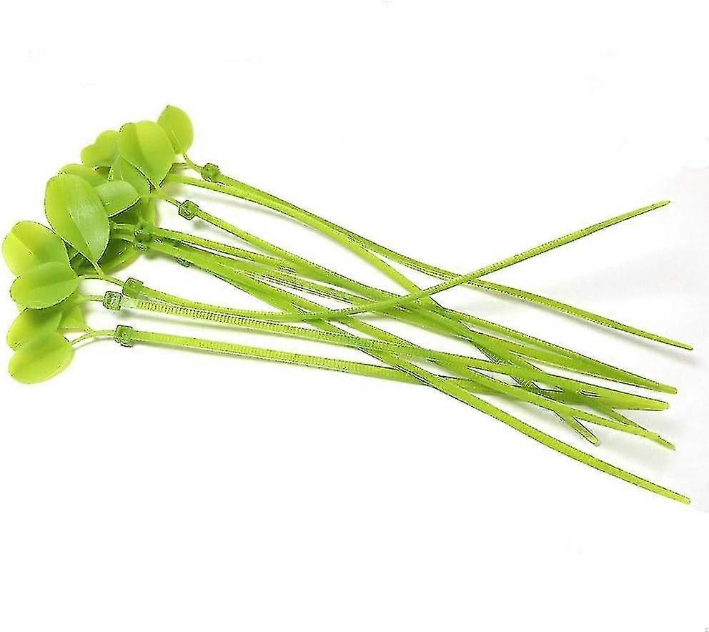 100pcs Simulation Leaf Ties Self-locking Nylon Ties Green Fixed Ties Plastic Wrap Ties