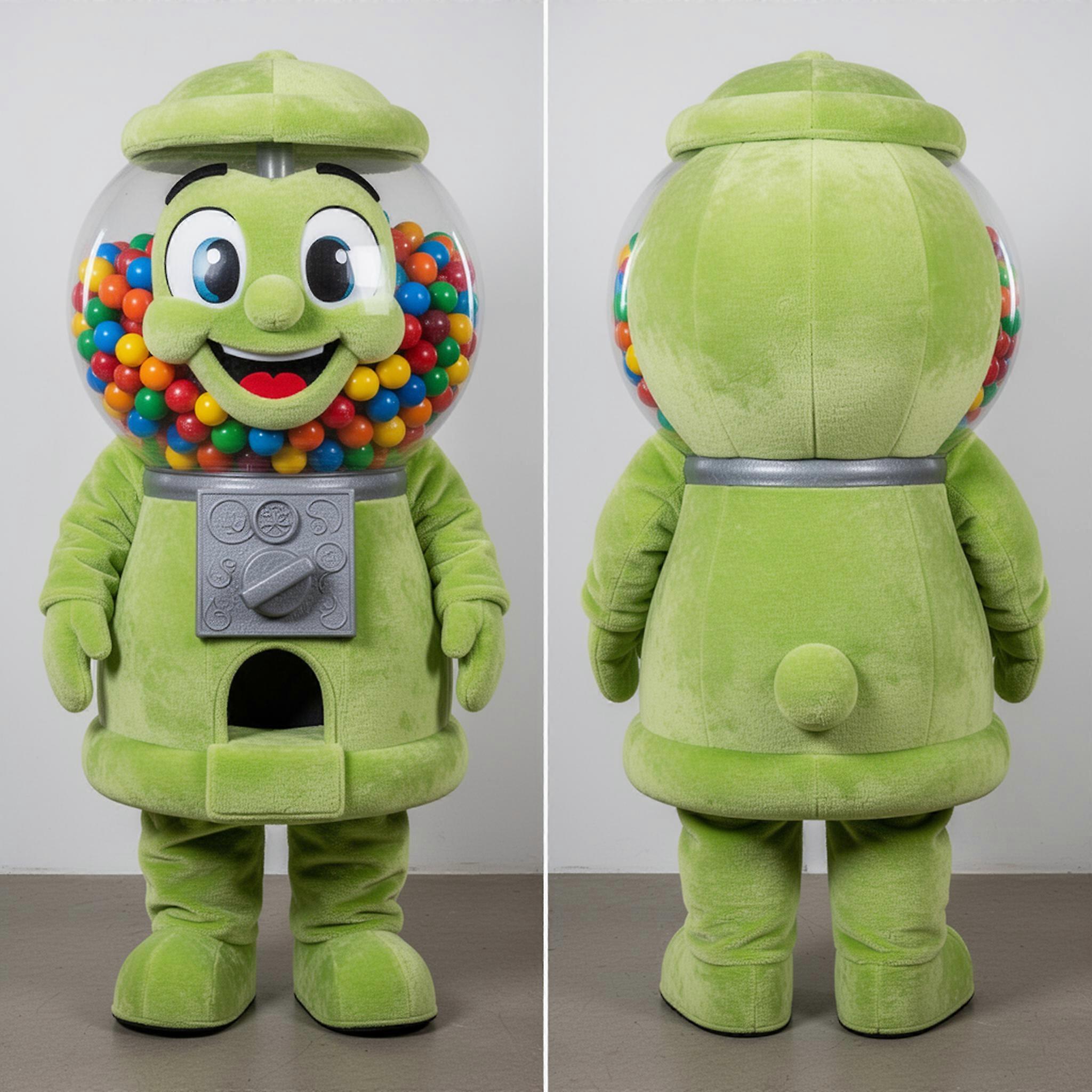 MASTICOT Lime Green Rounded Gumball Machine Mascot
