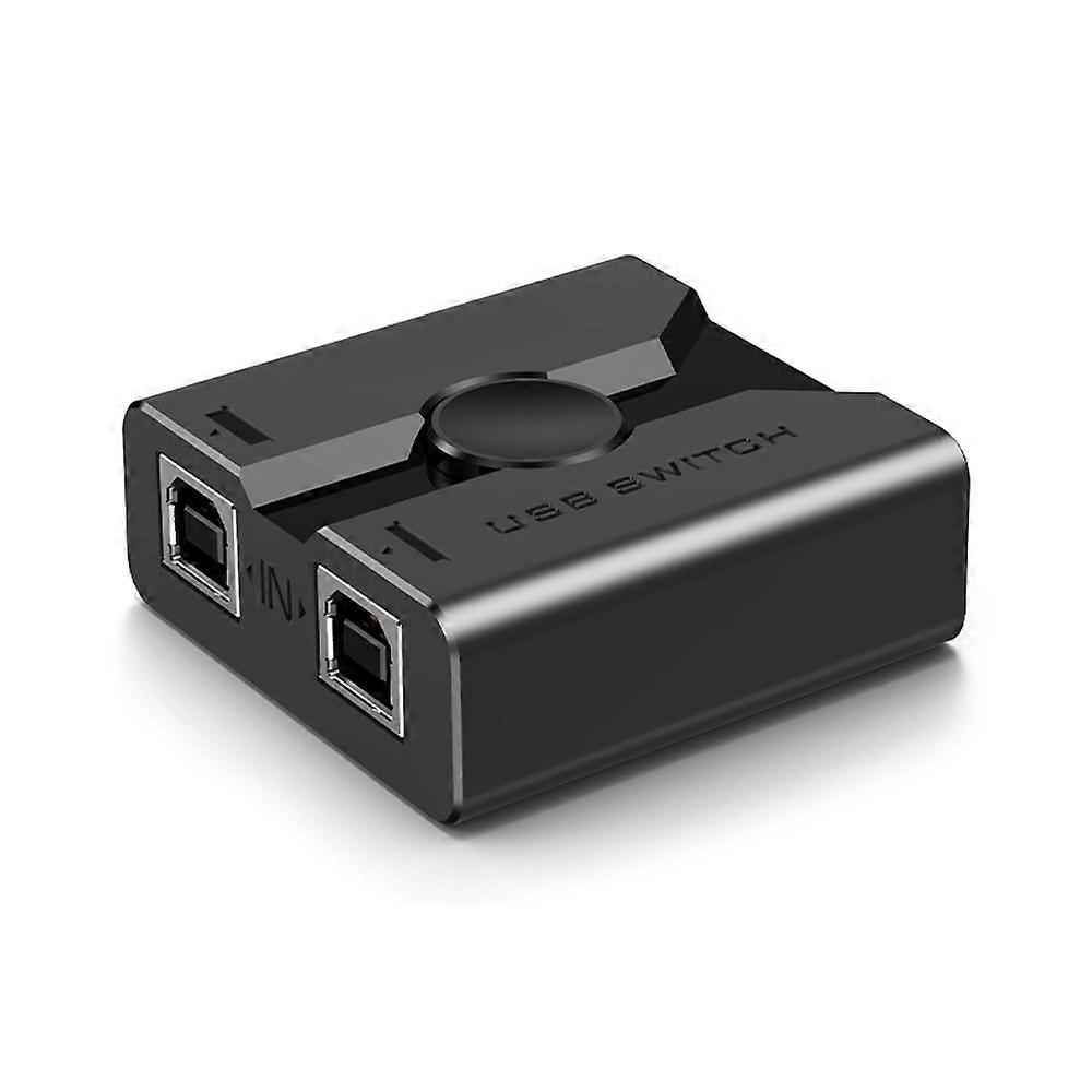 Two Computer USB Printer Sharing Box with Manual Button Access, No Driver Install, Desktop Unit for Shared Printer Desk and Office Tasks Multicolor