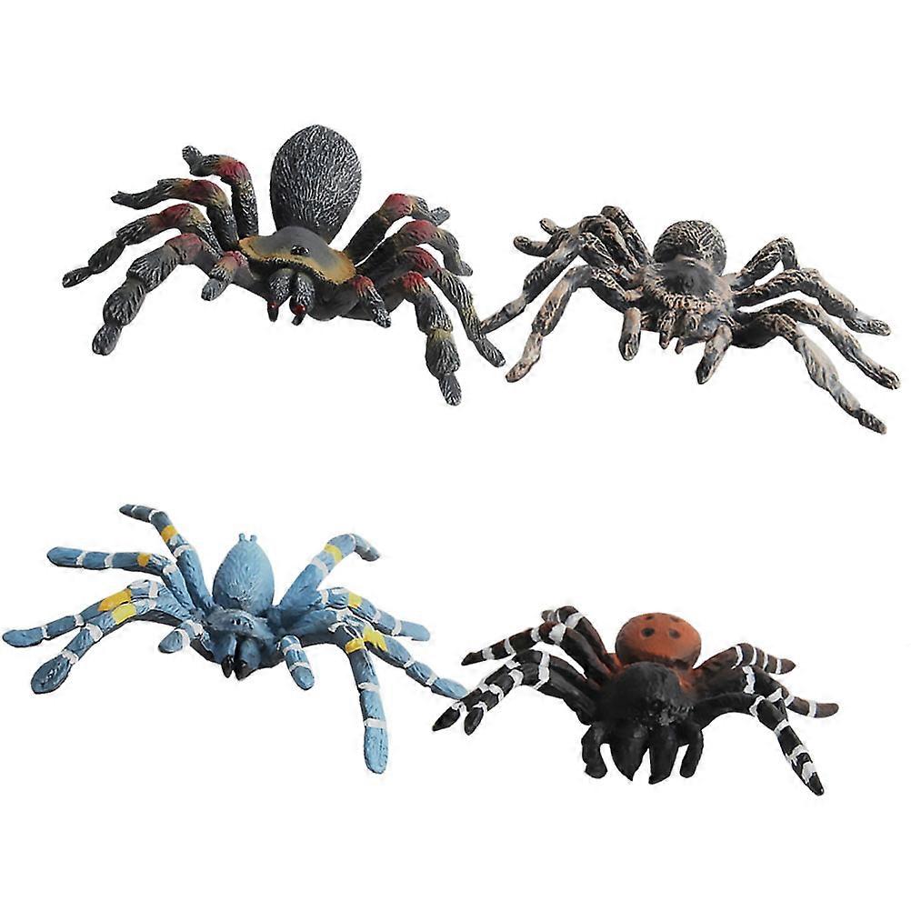 Tricky Props Plastic Spider Model for Playing 4Pcs Simulation Spider Collection