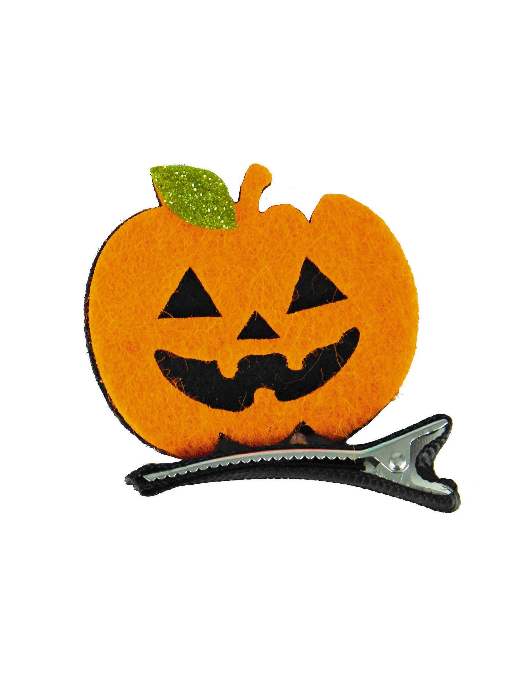 Felt pumpkin barrette