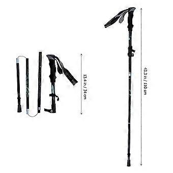 Multi-Section Trekking Pole for Mountaineering Aluminium Alloy Black