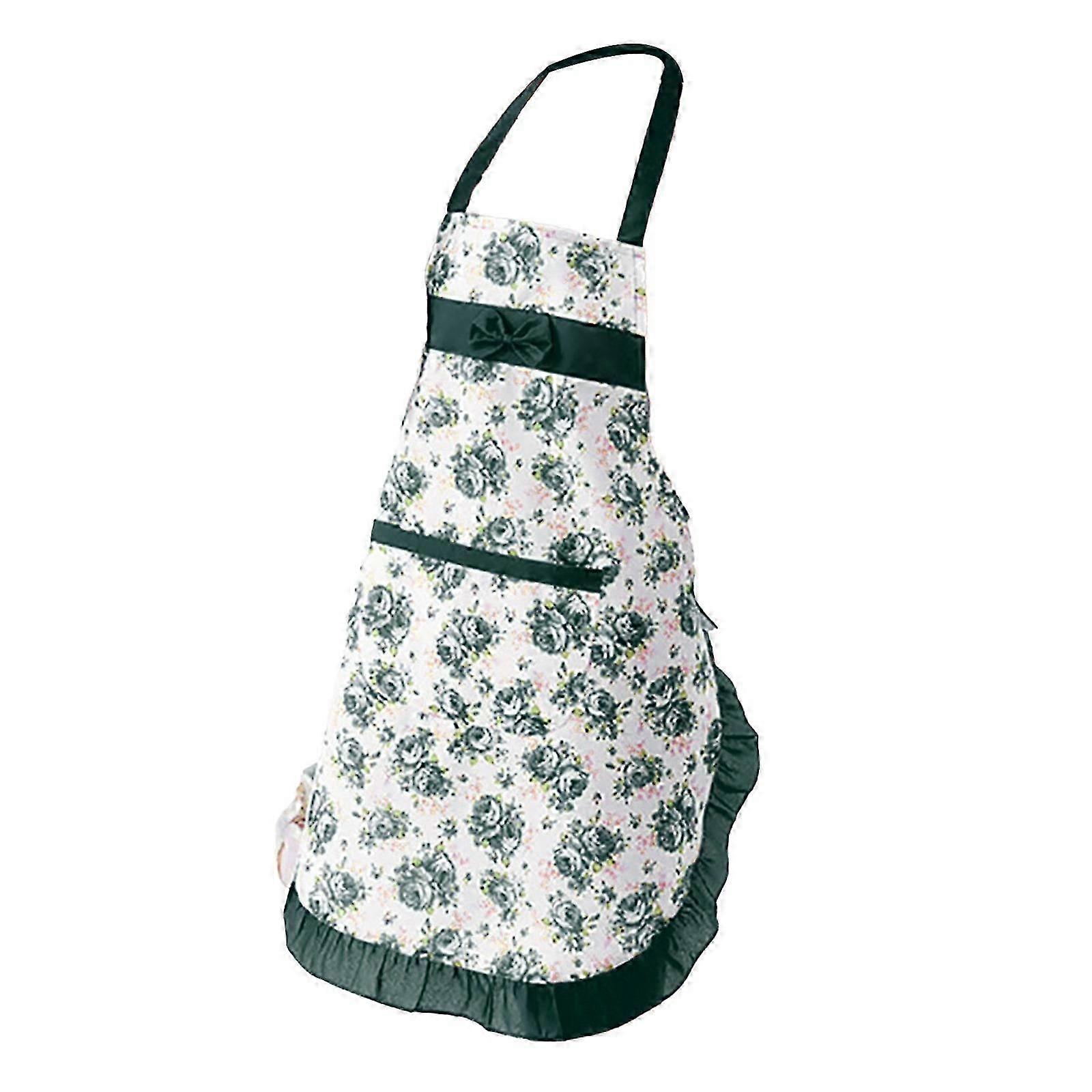 Floral Bowknot Polyester Work Apron