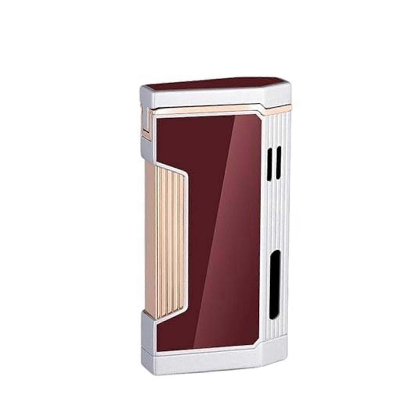Butane Torch Lighter Red Dual Flame Adjustable Windproof Refillable Outdoor Camping Use