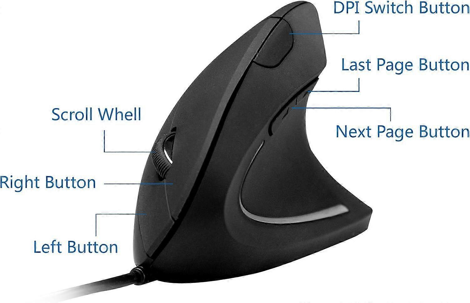 Ergonomic Optical USB Wired Vertical Mouse 5 Buttons
