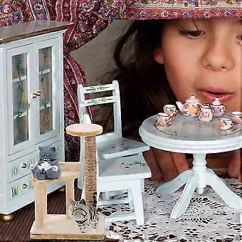Mini Wooden Cat Tree Doll House Accessories for Decor 4Pcs Beige Set