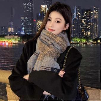 Bufanda de cuadros coreana de alta calidad para otoño e invierno, de gran tamaño, que puede usarse como chal, con tejido grueso y cálido, ideal para transmisiones en vivo y muy popular.