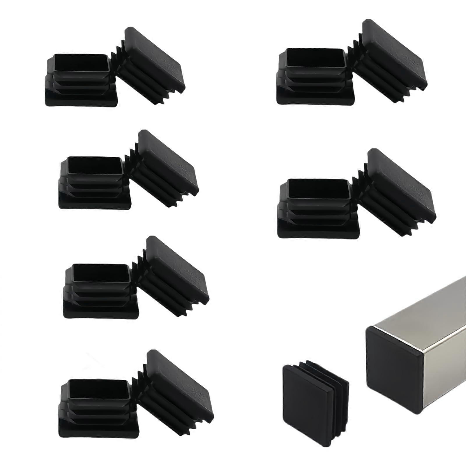 2 Inch Square Tubing End Caps Plastic Inserts, 12 Pack