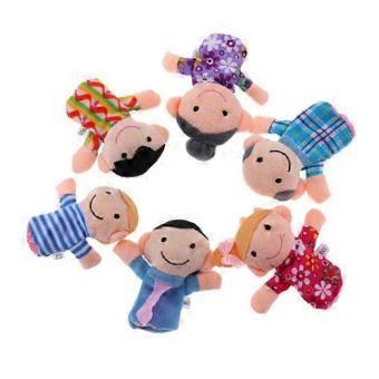 6Pcs Family Members Finger Puppets Assorted Color Cloth Velvet Hand Puppets Interactive Play Toys for Kids 8x7x5cm
