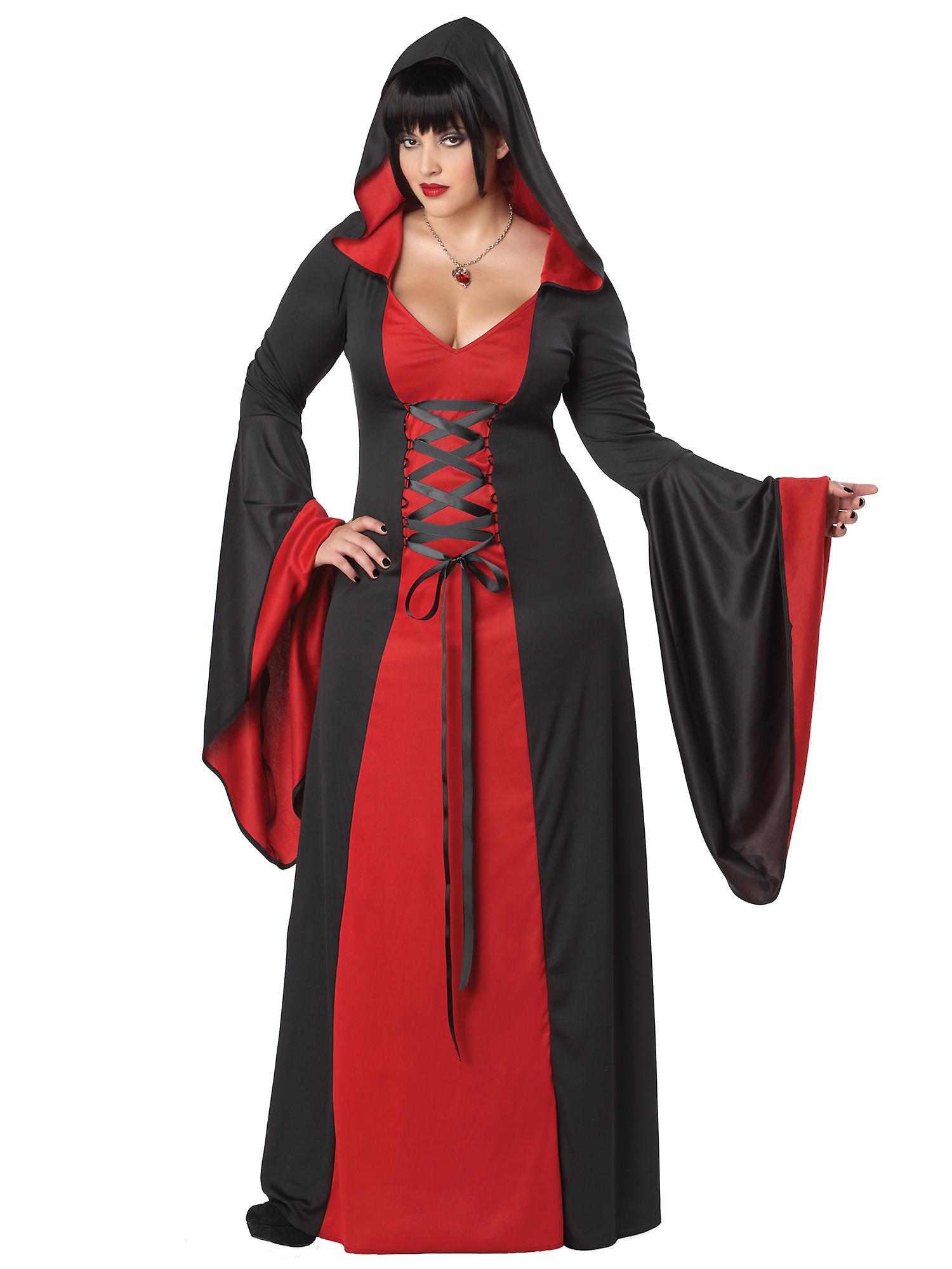 デラックス フード付きローブ赤悪魔 Vampiress 中世ゴシック レディース コスチューム プラス
