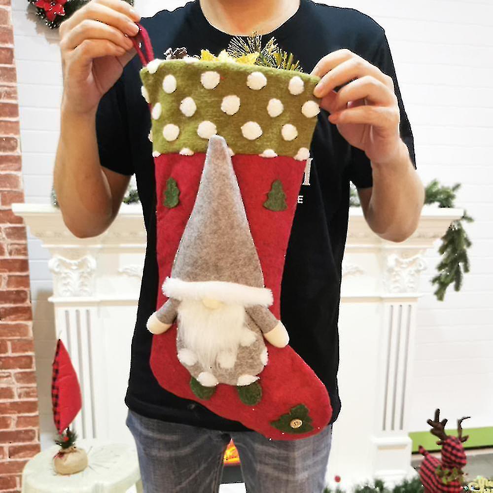 Stocking 3 Pack, 3d Gnomes Santa Stockings Compatible With Decoration