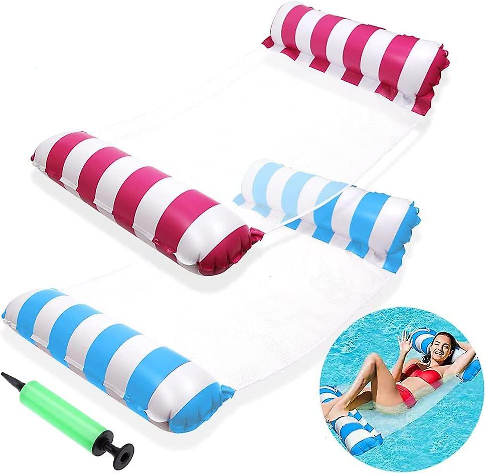 Set of 2 Water Hammocks Inflatable Floating Hammock Swimming Pool Float Inflatable Pool Floating Reclining Float Hammock Water Hammock for Adults Beac