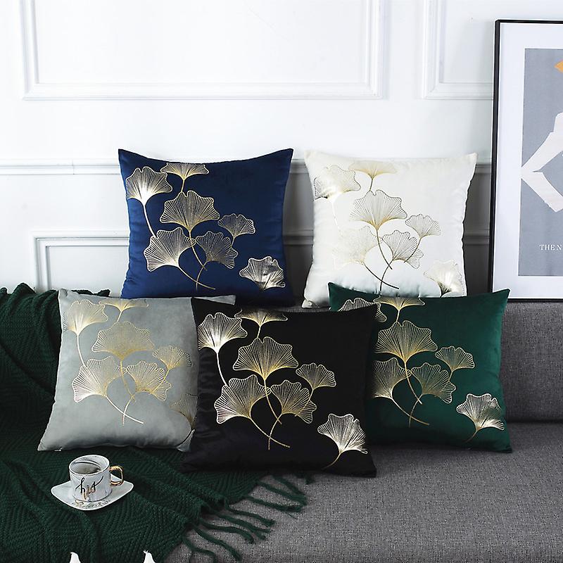 Set of 5 Cushion Cover 45x45cm Ginkgo Leaves Pattern Decorative Cushion Case for Sofa Bedroom Cushion