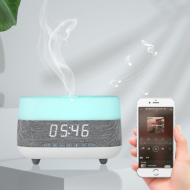 Diffusor für ätherische Öle, Aroma-Diffusor mit Bluetooth-Lautsprecher Wecker - 300ml Entschärfer Kühlnebel-Luftbefeuchter mit 7 Farben Lightstimer Diffusoren für