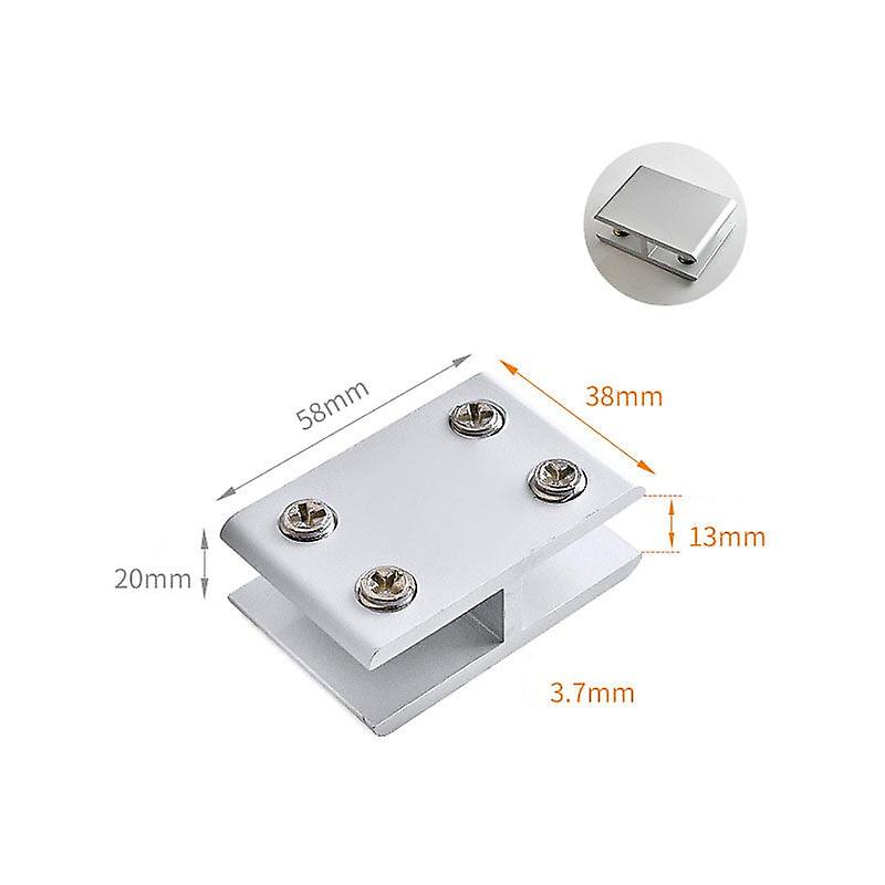 Set of 4 adjustable double-sided glass clips for 10-12mm thickness.